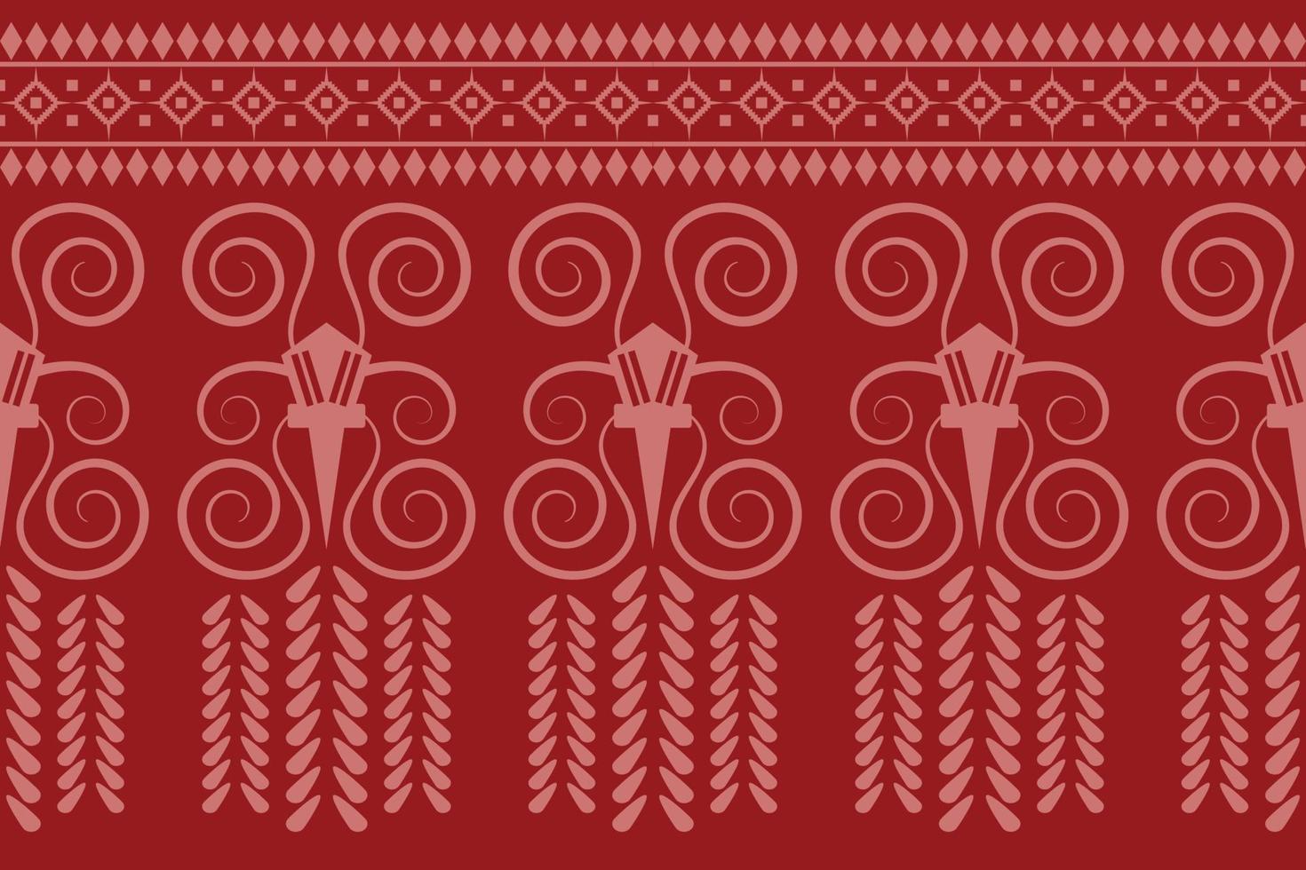 Ethnic fabric pattern geometric style. Sarong Aztec Ethnic oriental pattern traditional Crimson red background. Abstract,vector,illustration. use for texture,clothing,wrapping,decoration,carpet. vector