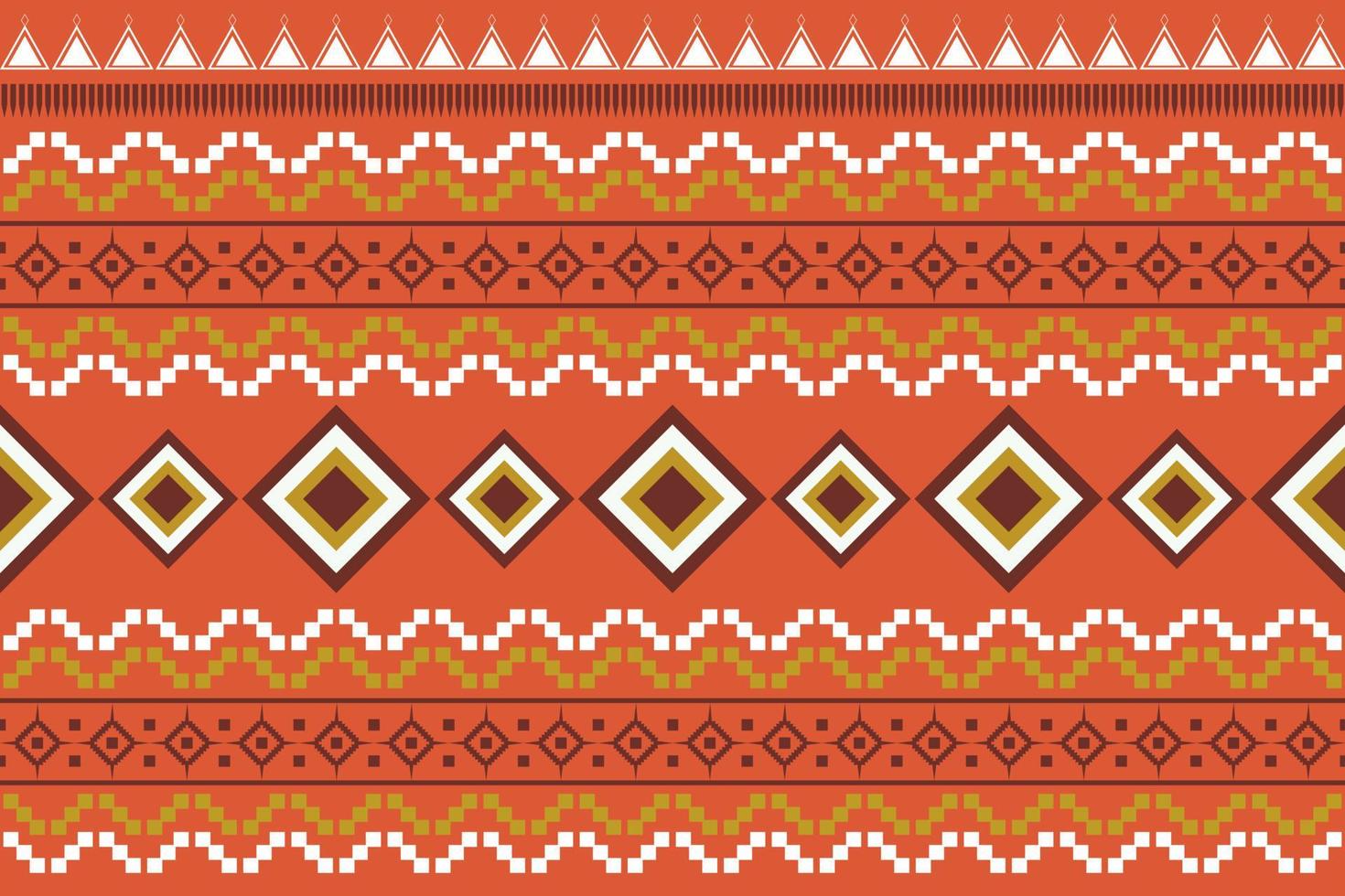Ethnic fabric pattern geometric style. Sarong Aztec Ethnic oriental pattern traditional orange background. Abstract,vector,illustration. use for texture,clothing,wrapping,decoration,carpet. vector