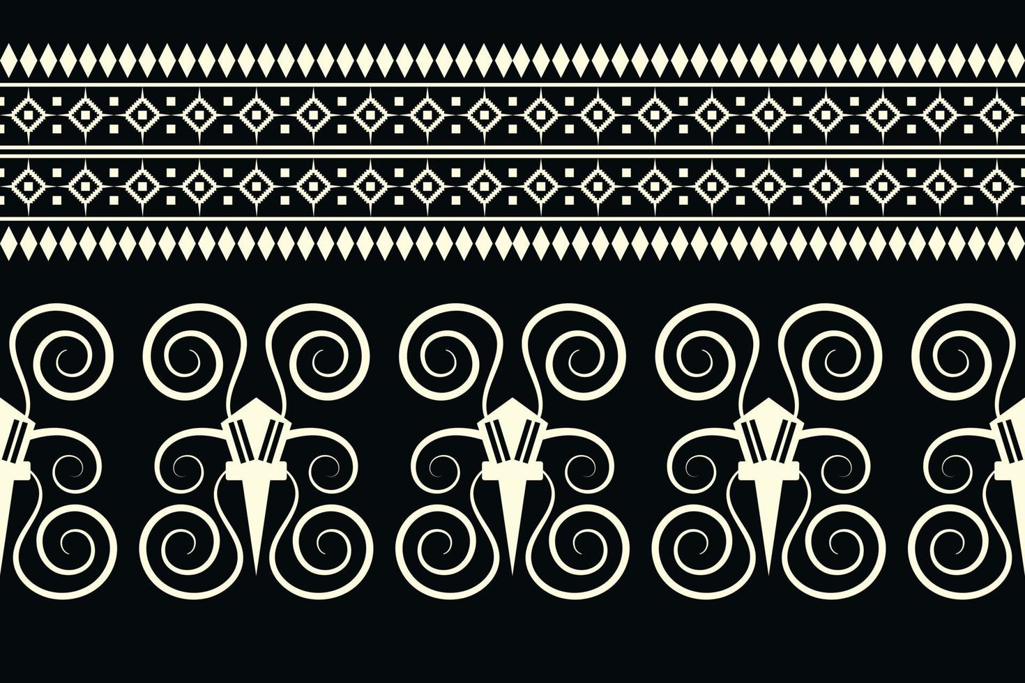 Ethnic fabric pattern geometric style. Sarong Aztec Ethnic oriental pattern traditional dark black background. Abstract,vector,illustration. use for texture,clothing,wrapping,decoration,carpet. vector