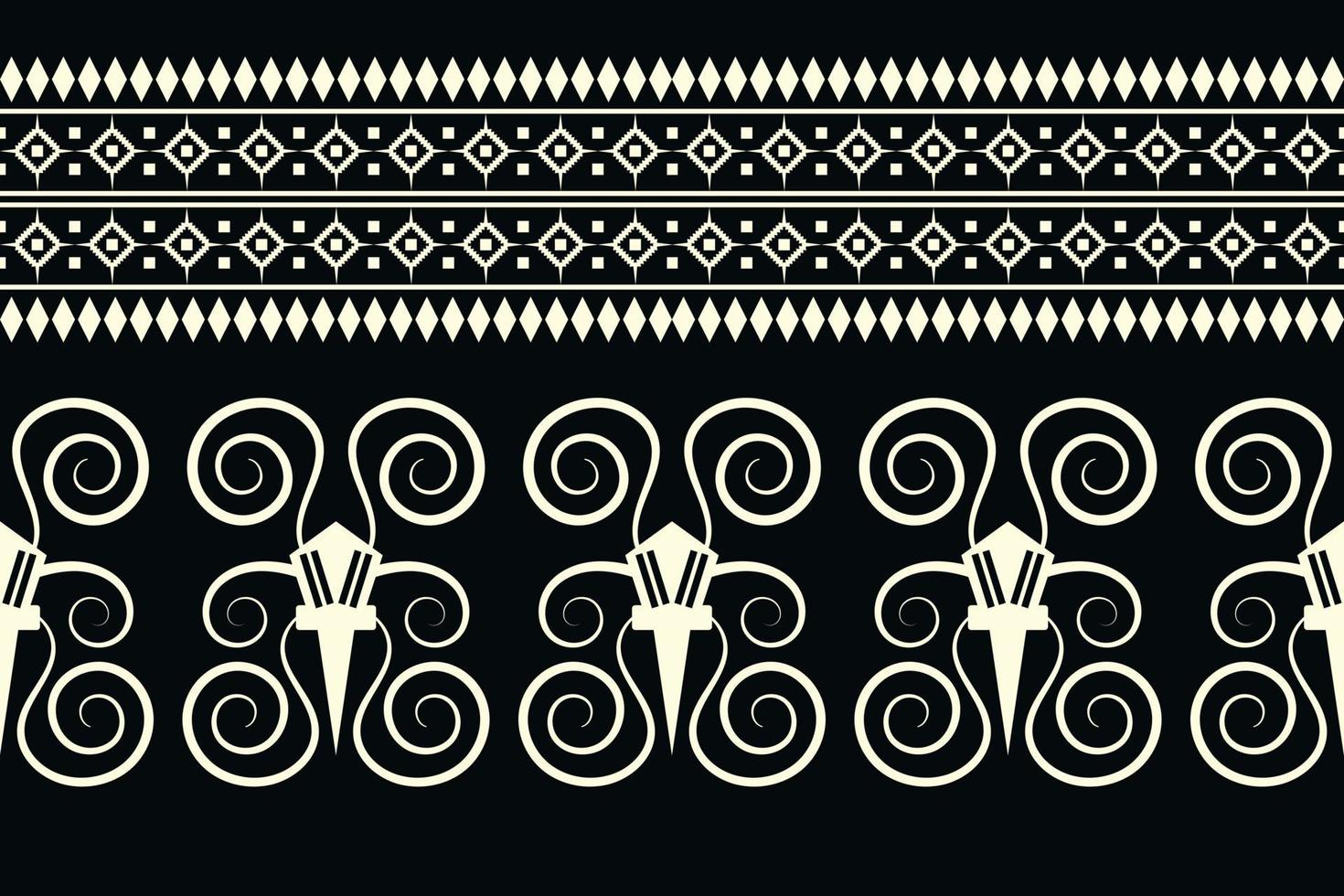 Ethnic fabric pattern geometric style. Sarong Aztec Ethnic oriental pattern traditional dark black background. Abstract,vector,illustration. use for texture,clothing,wrapping,decoration,carpet. vector