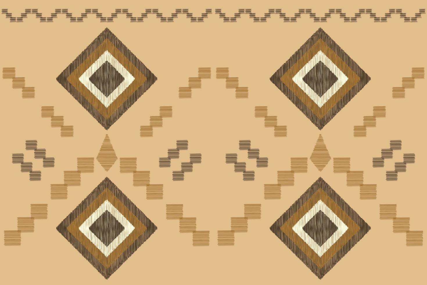 Ethnic Ikat fabric pattern geometric style.African Ikat embroidery Ethnic oriental pattern white brown cream background. Abstract,vector,illustration. For texture,clothing,wrapping,decoration,carpet. vector