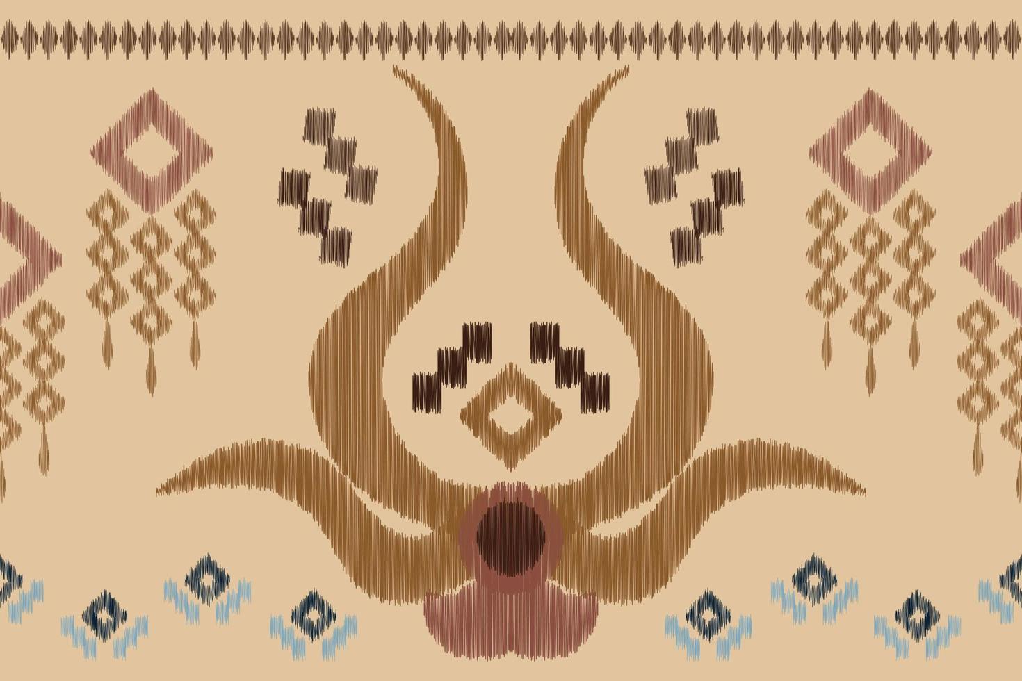 Ethnic Ikat fabric pattern geometric style.African Ikat embroidery Ethnic oriental pattern white brown cream background. Abstract,vector,illustration. For texture,clothing,wrapping,decoration,carpet. vector