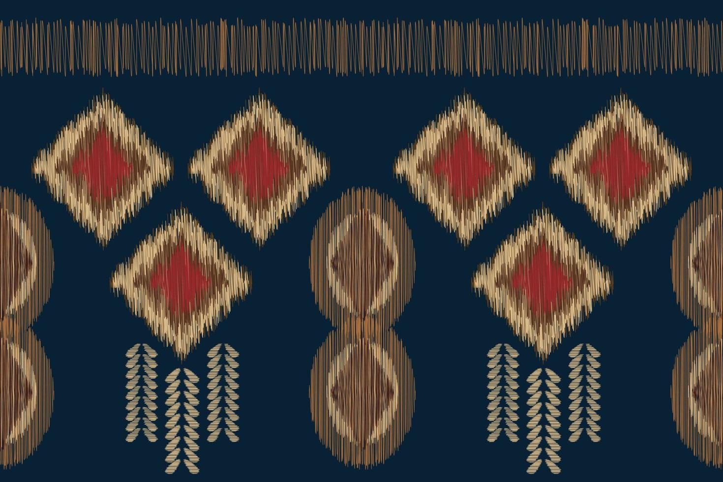Ethnic Ikat fabric pattern geometric style.African Ikat embroidery Ethnic oriental pattern white brown cream background. Abstract,vector,illustration. For texture,clothing,wrapping,decoration,carpet. vector