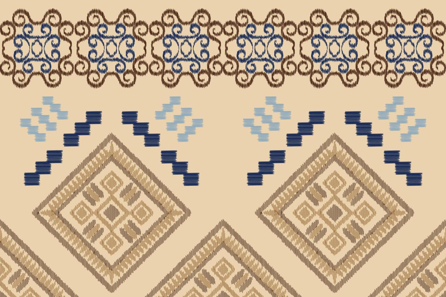 Ethnic Ikat fabric pattern geometric style.African Ikat embroidery Ethnic oriental pattern white brown cream background. Abstract,vector,illustration. For texture,clothing,wrapping,decoration,carpet. vector
