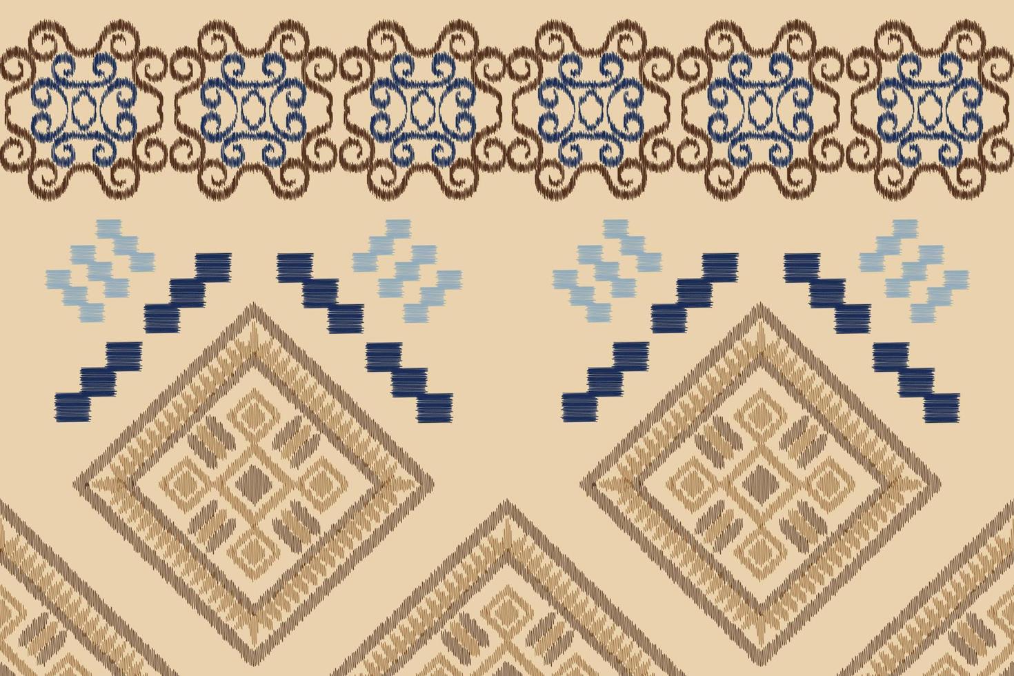 Ethnic Ikat fabric pattern geometric style.African Ikat embroidery Ethnic oriental pattern white brown cream background. Abstract,vector,illustration. For texture,clothing,wrapping,decoration,carpet. vector