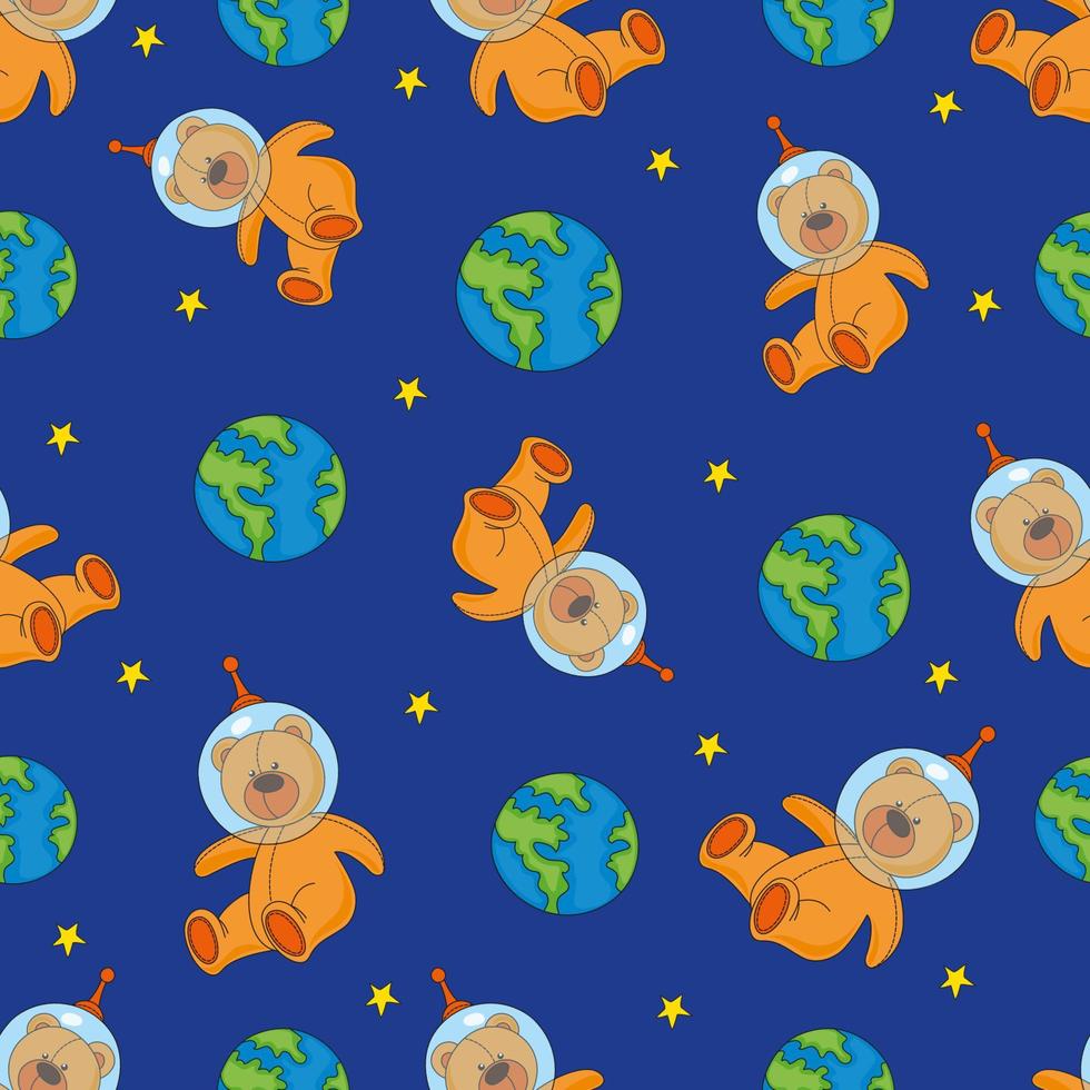 TEDDI Galaxy Cartoon Vector Illustration Seamless Pattern