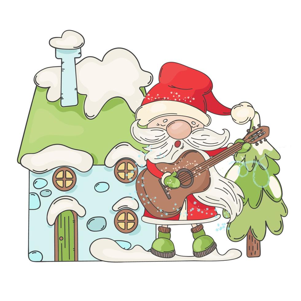 WINTER HOUSE OF SANTA Christmas Clip Art Vector Illustration Set