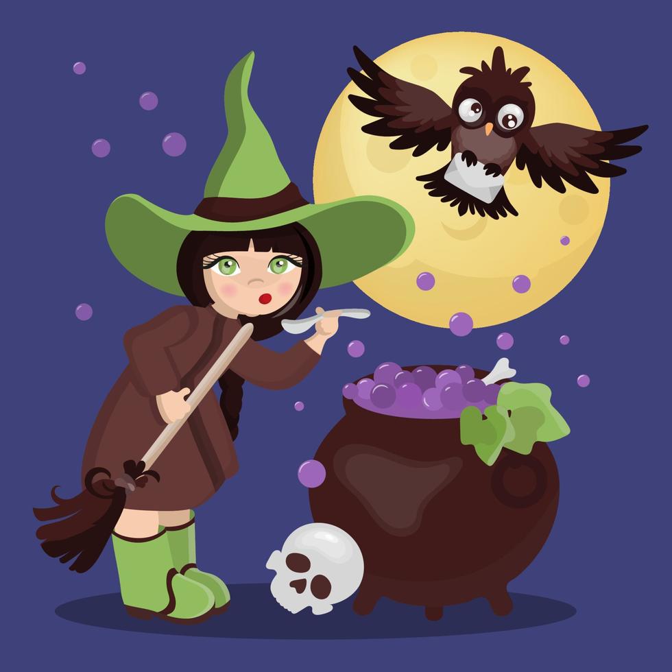 WITCH POTION Mystic Holiday Cartoon Vector Illustration Set
