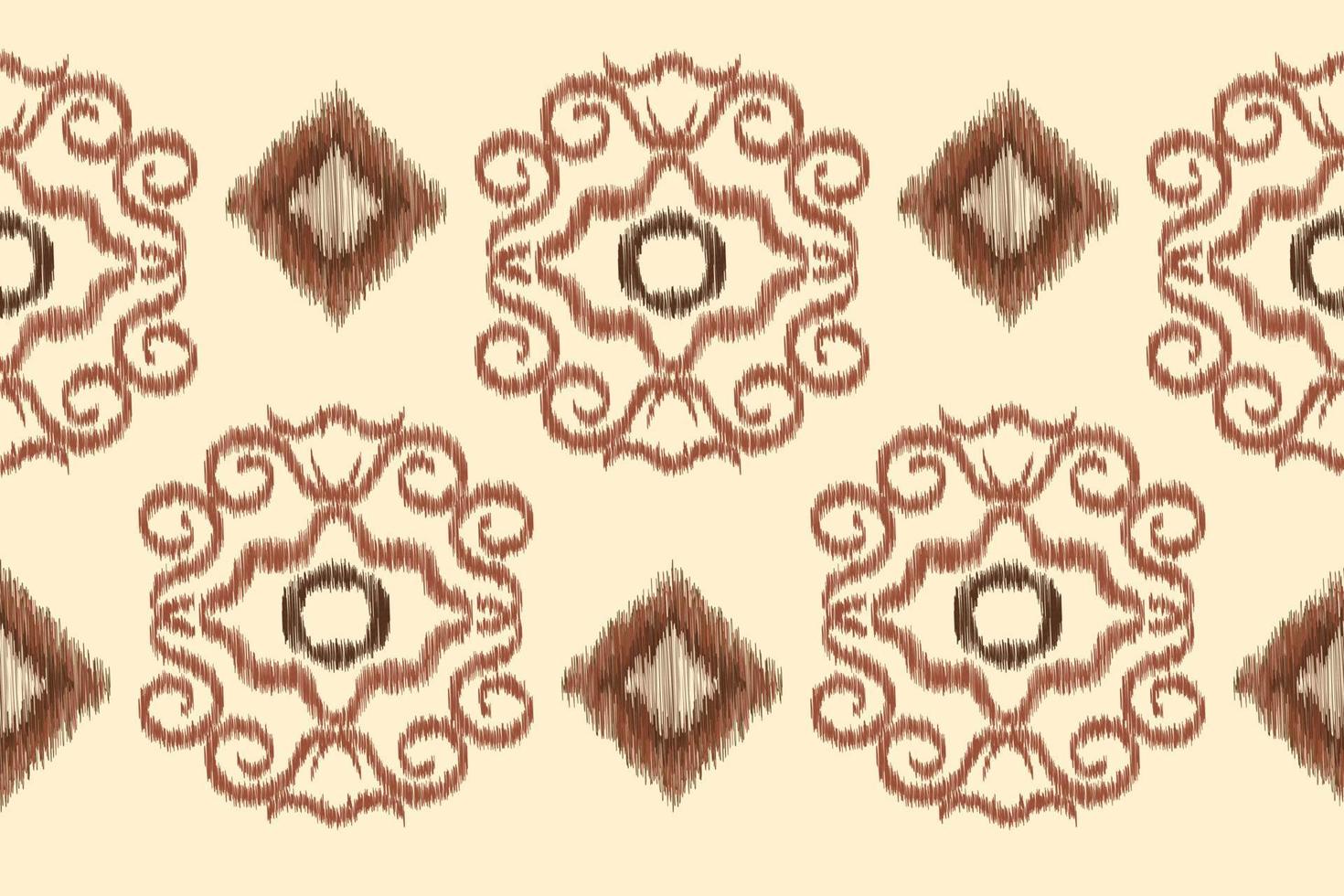 Ethnic Ikat fabric pattern geometric style.African Ikat embroidery Ethnic oriental pattern white brown cream background. Abstract,vector,illustration. For texture,clothing,wrapping,decoration,carpet. vector