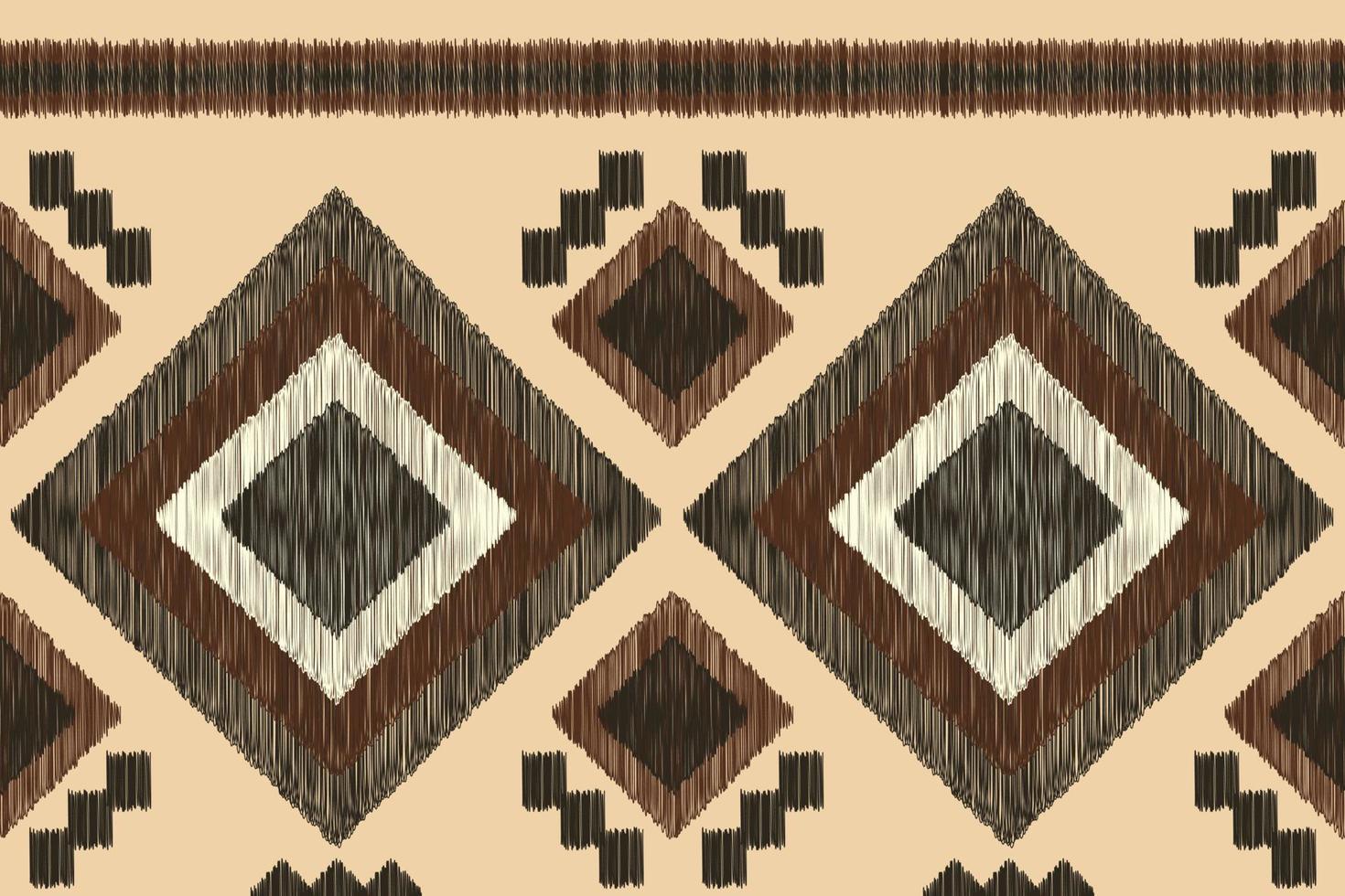 Ethnic Ikat fabric pattern geometric style.African Ikat embroidery Ethnic oriental pattern white brown cream background. Abstract,vector,illustration. For texture,clothing,wrapping,decoration,carpet. vector