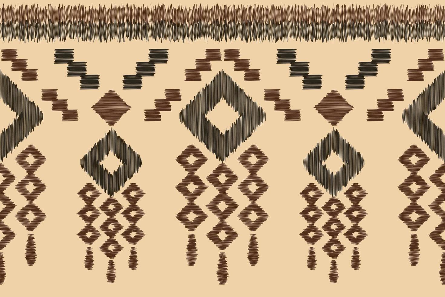 Ethnic Ikat fabric pattern geometric style.African Ikat embroidery Ethnic oriental pattern white brown cream background. Abstract,vector,illustration. For texture,clothing,wrapping,decoration,carpet. vector