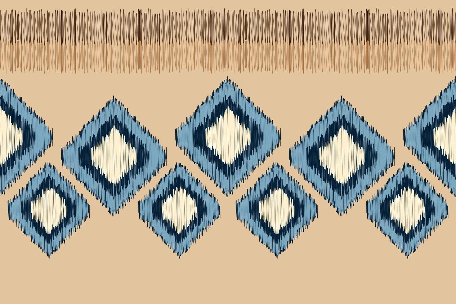 Ethnic Ikat fabric pattern geometric style.African Ikat embroidery Ethnic oriental pattern white brown cream background. Abstract,vector,illustration. For texture,clothing,wrapping,decoration,carpet. vector
