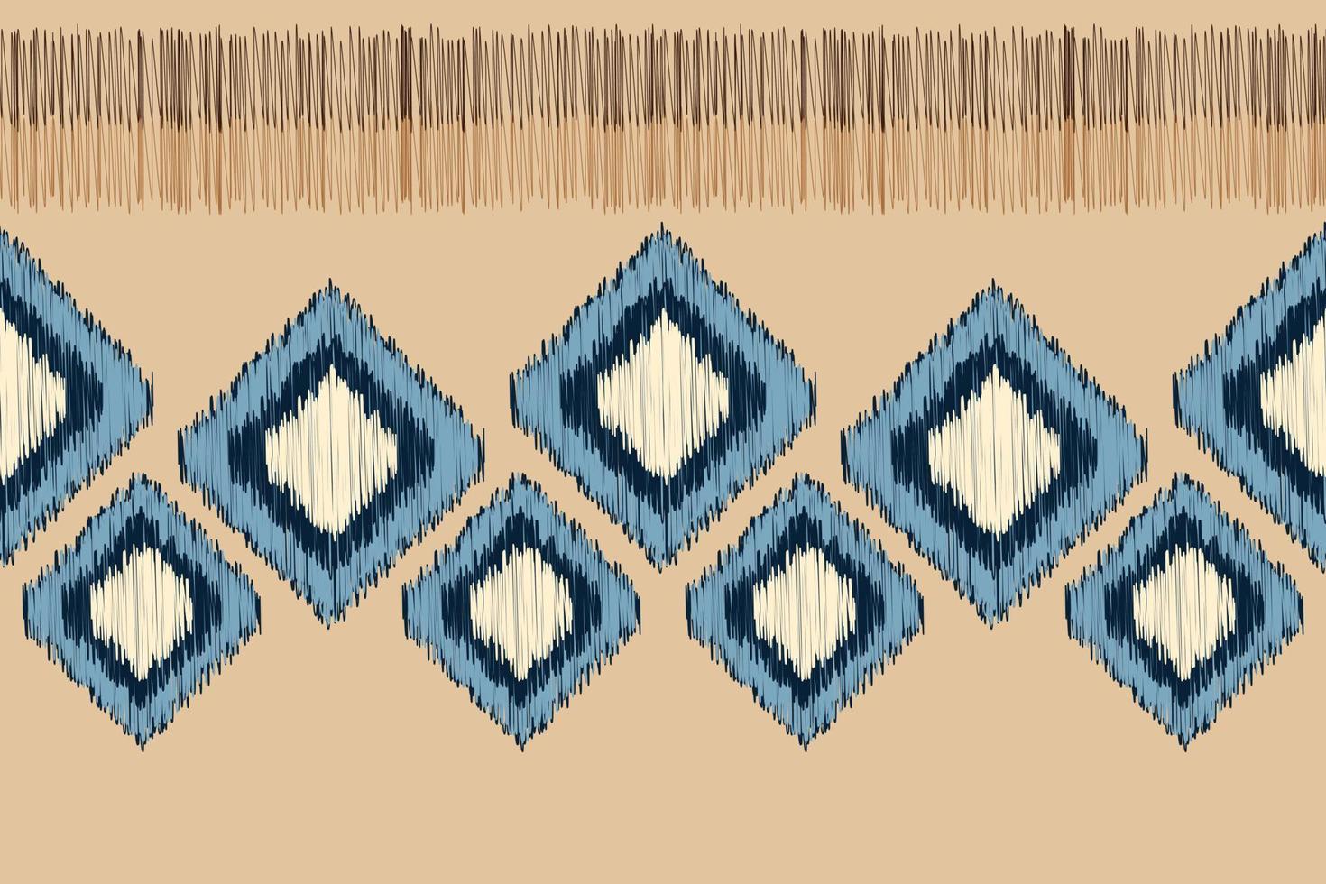 Ethnic Ikat fabric pattern geometric style.African Ikat embroidery Ethnic oriental pattern white brown cream background. Abstract,vector,illustration. For texture,clothing,wrapping,decoration,carpet. vector