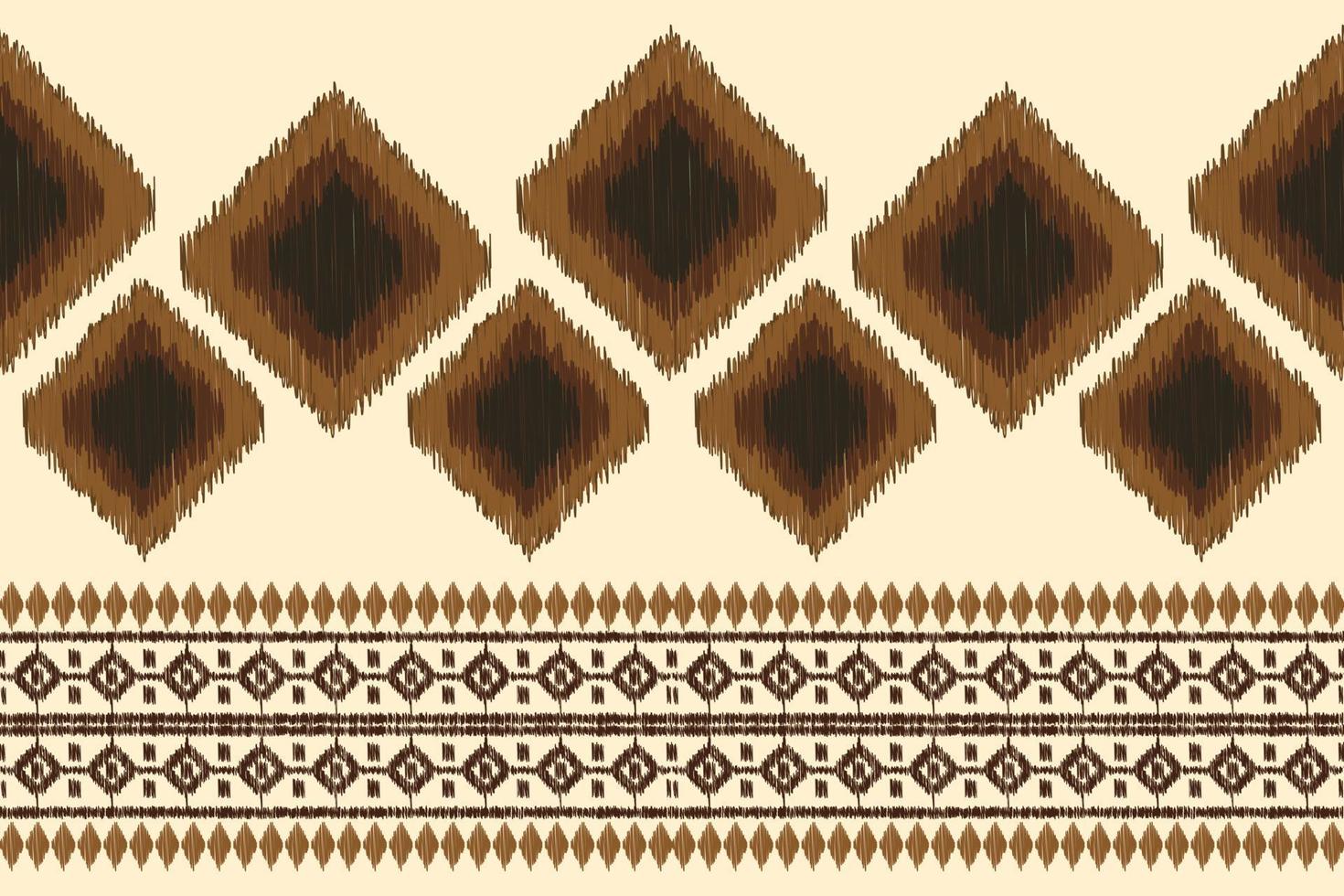 Ethnic Ikat fabric pattern geometric style.African Ikat embroidery Ethnic oriental pattern white brown cream background. Abstract,vector,illustration. For texture,clothing,wrapping,decoration,carpet. vector