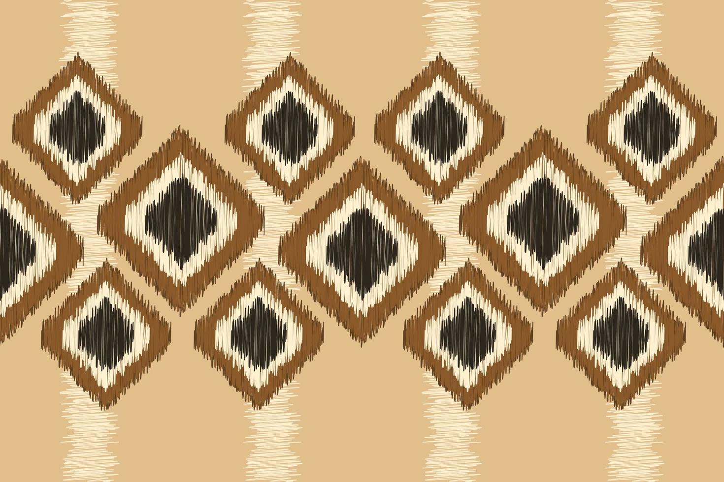 Ethnic Ikat fabric pattern geometric style.African Ikat embroidery Ethnic oriental pattern white brown cream background. Abstract,vector,illustration. For texture,clothing,wrapping,decoration,carpet. vector