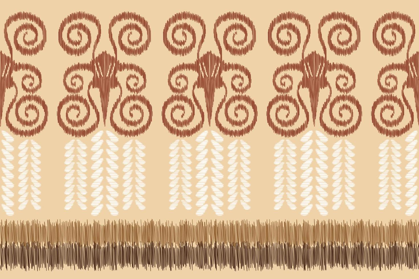 Ethnic Ikat fabric pattern geometric style.African Ikat embroidery Ethnic oriental pattern white brown cream background. Abstract,vector,illustration. For texture,clothing,wrapping,decoration,carpet. vector