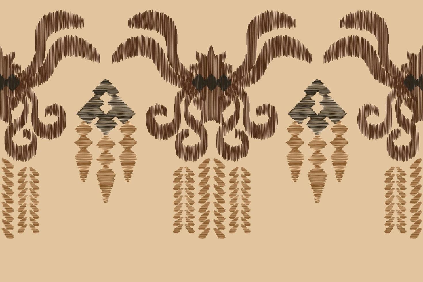 Ethnic Ikat fabric pattern geometric style.African Ikat embroidery Ethnic oriental pattern white brown cream background. Abstract,vector,illustration. For texture,clothing,wrapping,decoration,carpet. vector