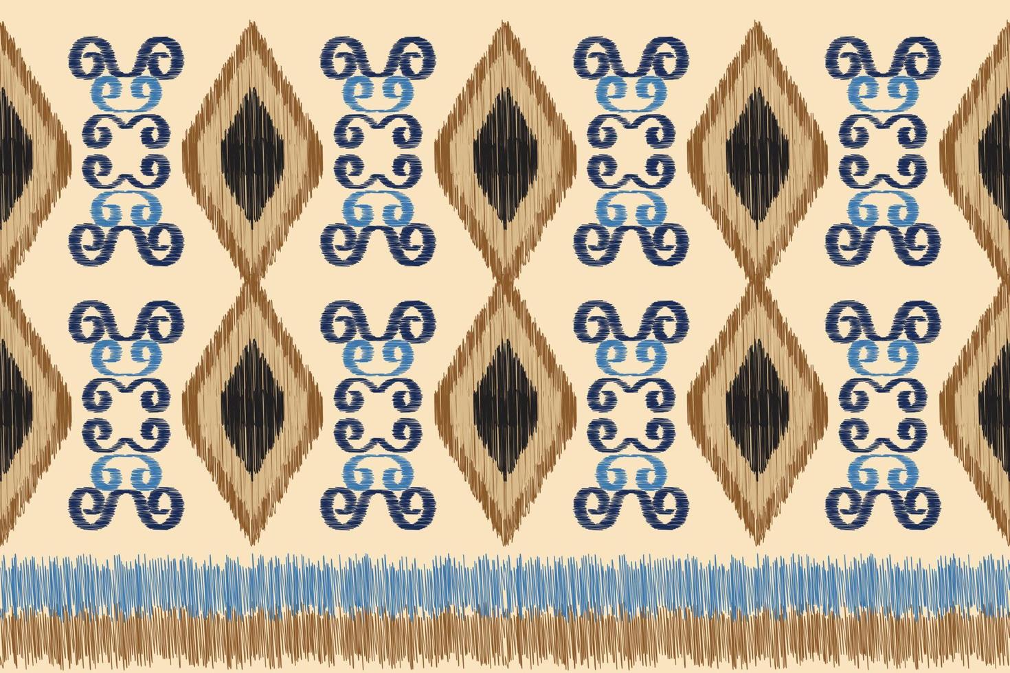 Ethnic Ikat fabric pattern geometric style.African Ikat embroidery Ethnic oriental pattern white brown cream background. Abstract,vector,illustration. For texture,clothing,wrapping,decoration,carpet. vector