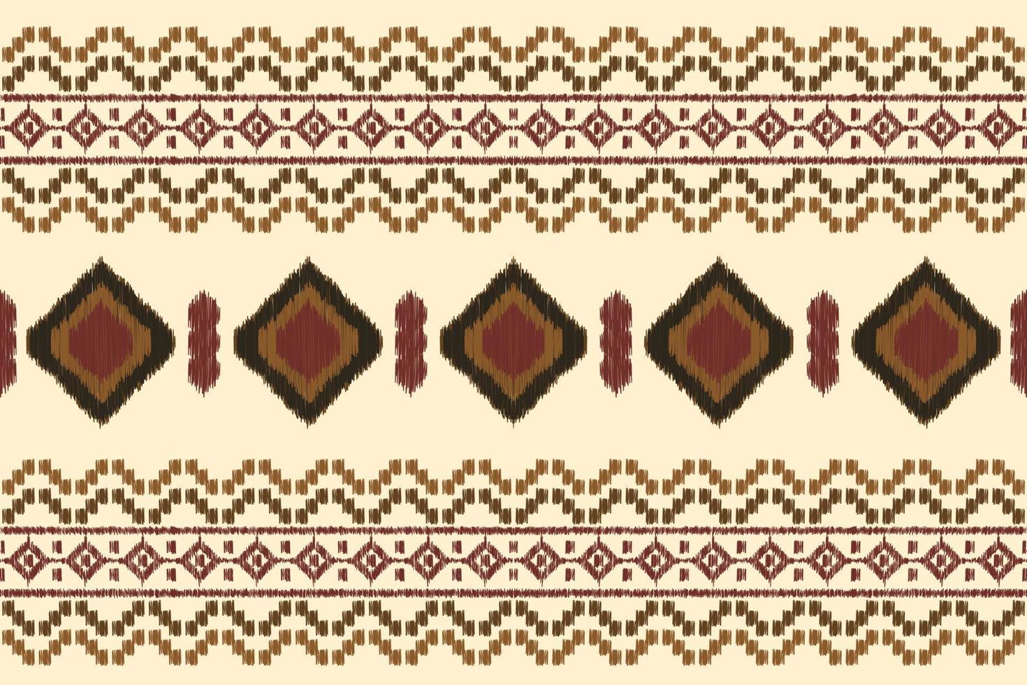 Ethnic Ikat fabric pattern geometric style.African Ikat embroidery Ethnic oriental pattern white brown cream background. Abstract,vector,illustration. For texture,clothing,wrapping,decoration,carpet. vector