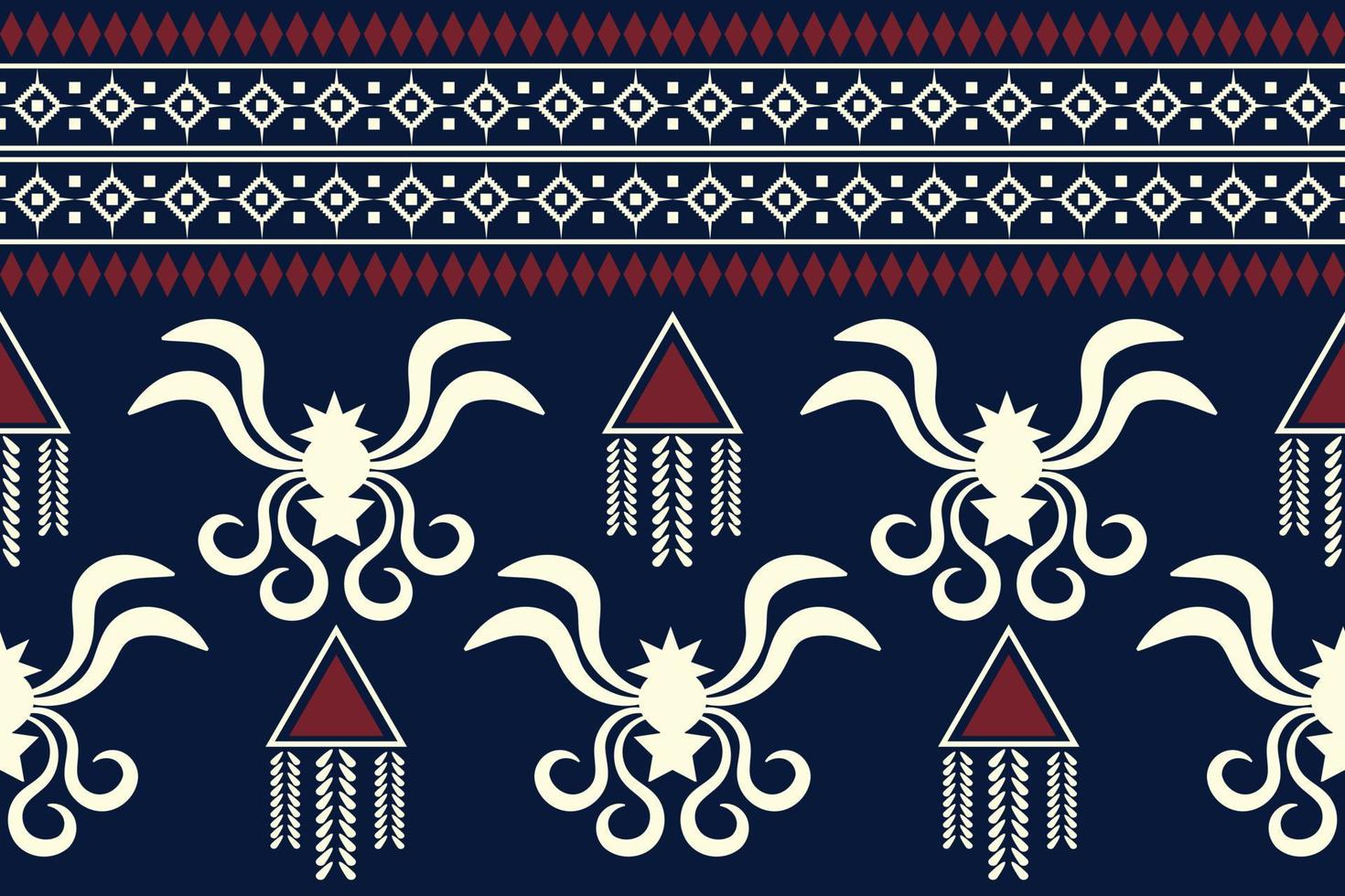 Ethnic fabric pattern geometric style. Sarong Aztec Ethnic oriental pattern traditional Dark navy blue background. Abstract,vector,illustration. Use for texture,clothing,wrapping,decoration,carpet. vector