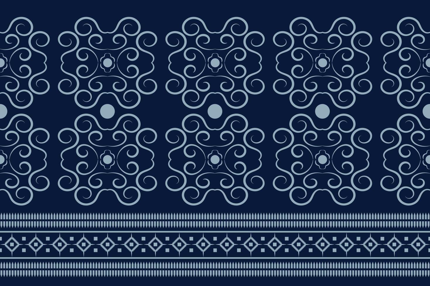 Ethnic fabric pattern geometric style. Sarong Aztec Ethnic oriental pattern traditional Dark navy blue background. Abstract,vector,illustration. Use for texture,clothing,wrapping,decoration,carpet. vector