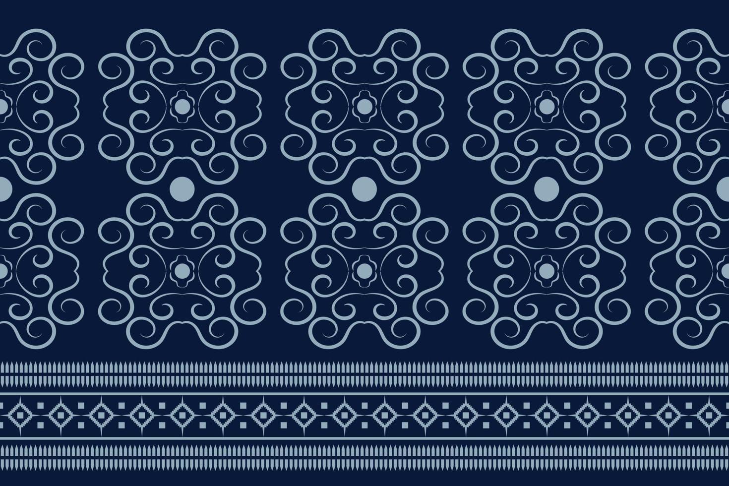 Ethnic fabric pattern geometric style. Sarong Aztec Ethnic oriental pattern traditional Dark navy blue background. Abstract,vector,illustration. Use for texture,clothing,wrapping,decoration,carpet. vector