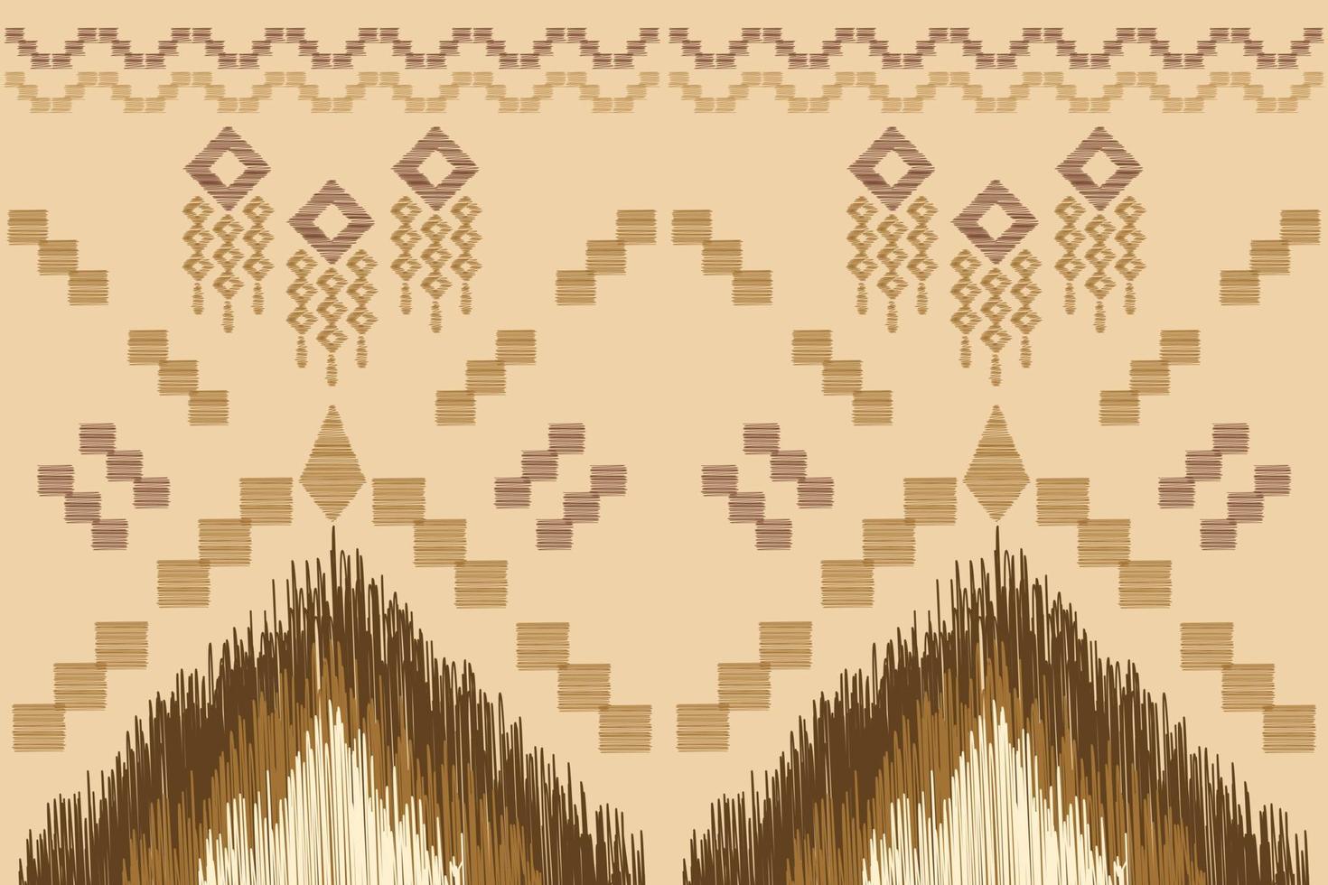 Ethnic Ikat fabric pattern geometric style.African Ikat embroidery Ethnic oriental pattern white brown cream background. Abstract,vector,illustration. For texture,clothing,wrapping,decoration,carpet. vector