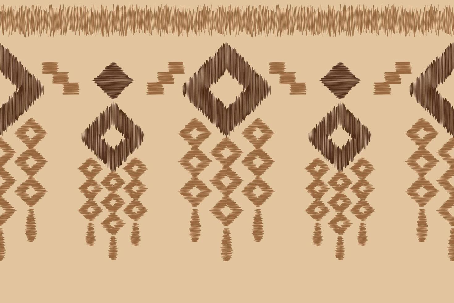 Ethnic Ikat fabric pattern geometric style.African Ikat embroidery Ethnic oriental pattern white brown cream background. Abstract,vector,illustration. For texture,clothing,wrapping,decoration,carpet. vector