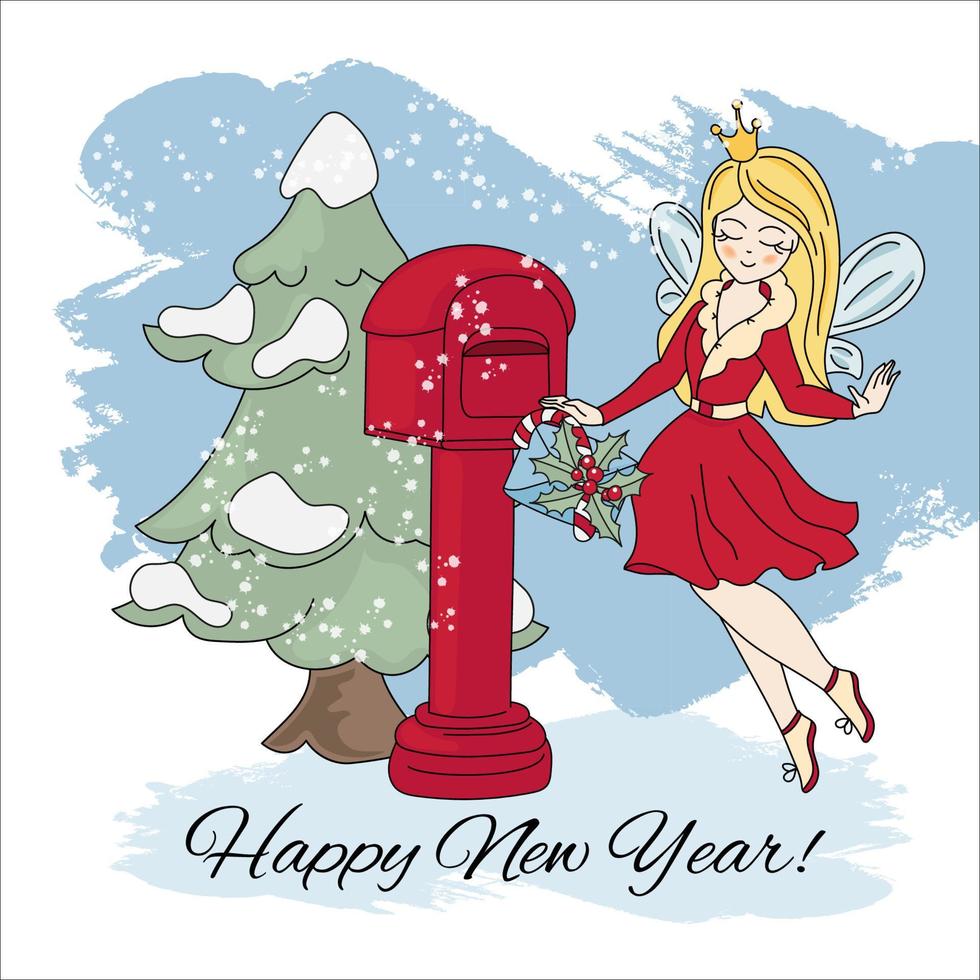nuevo año hada Navidad dibujos animados vector ilustración conjunto