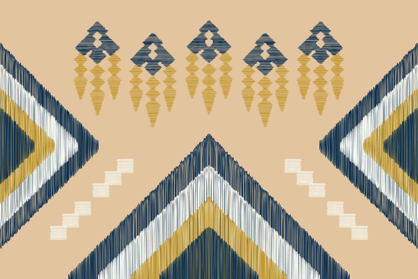 Ethnic Ikat fabric pattern geometric style.African Ikat embroidery Ethnic oriental pattern white brown cream background. Abstract,vector,illustration. For texture,clothing,wrapping,decoration,carpet. vector