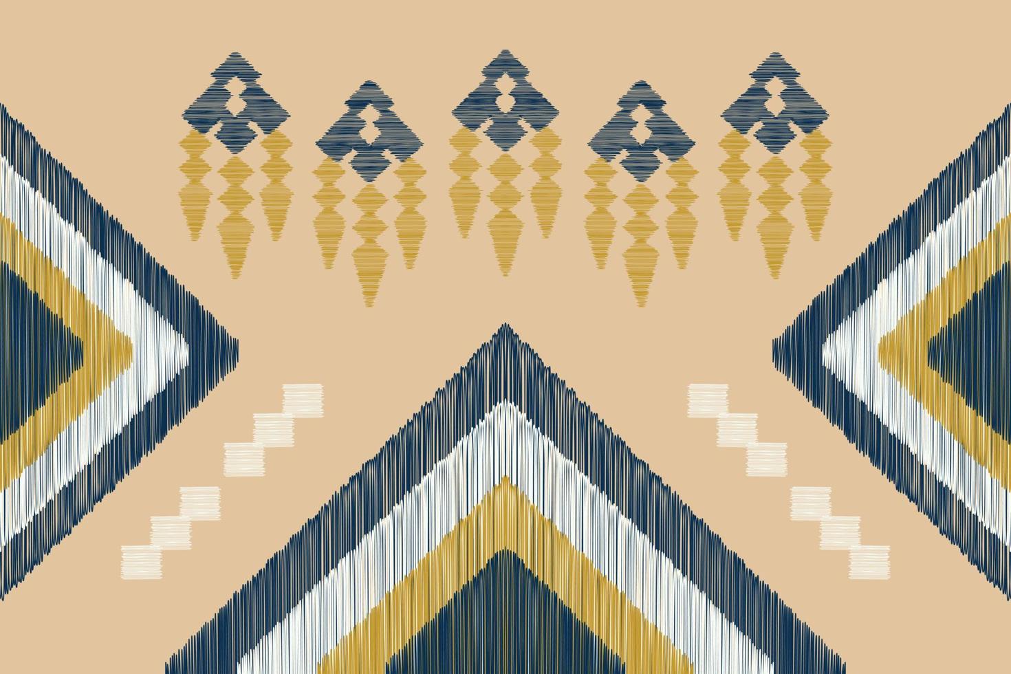 Ethnic Ikat fabric pattern geometric style.African Ikat embroidery Ethnic oriental pattern white brown cream background. Abstract,vector,illustration. For texture,clothing,wrapping,decoration,carpet. vector