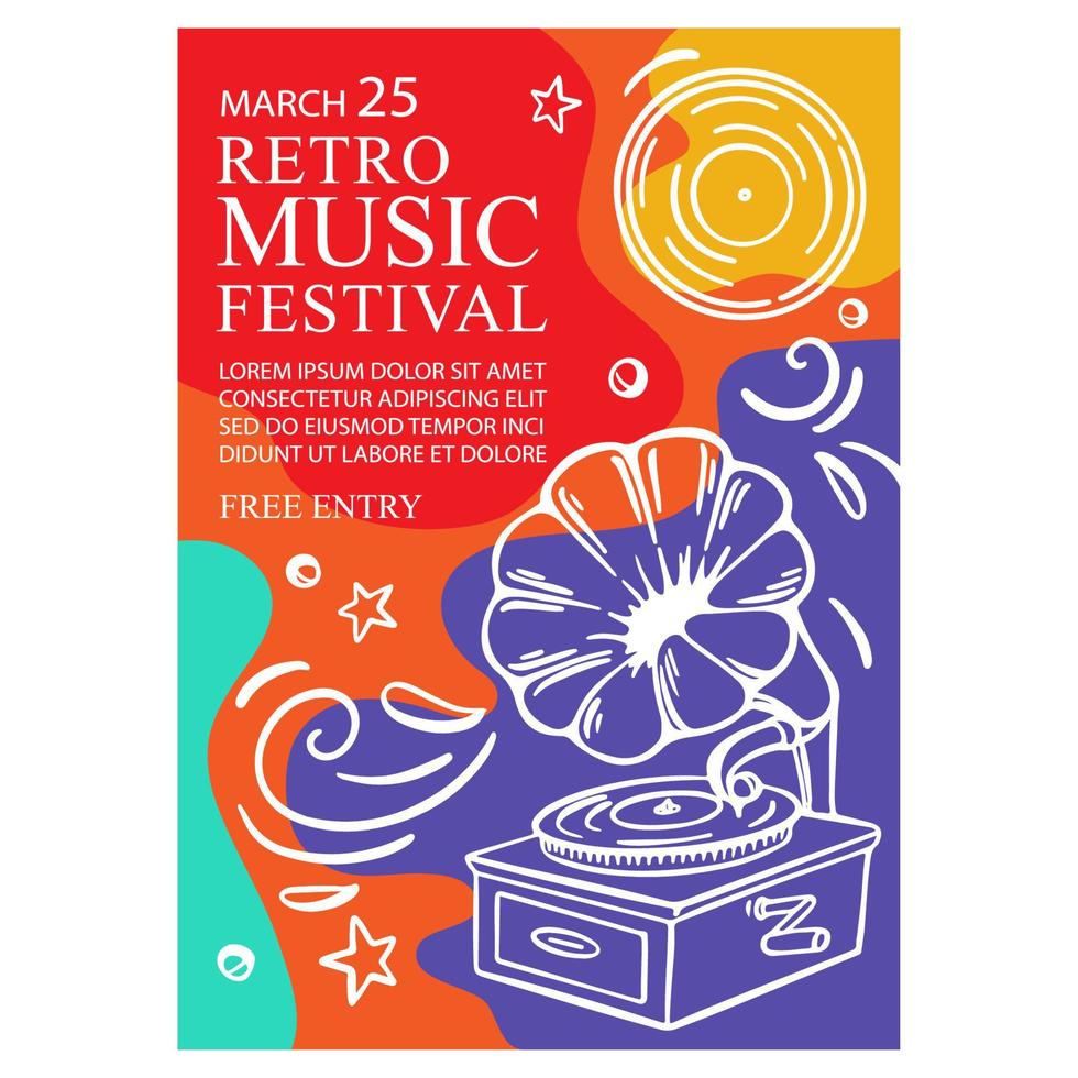 RETRO MUSIC FESTIVAL Vertical Banner Invite Concert Poster vector