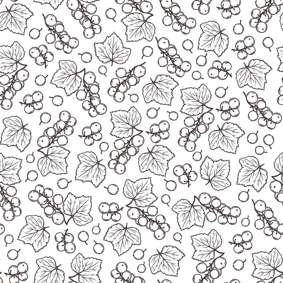 BLACK CURRANT MONOCHROME Seamless Pattern Vector Illustration