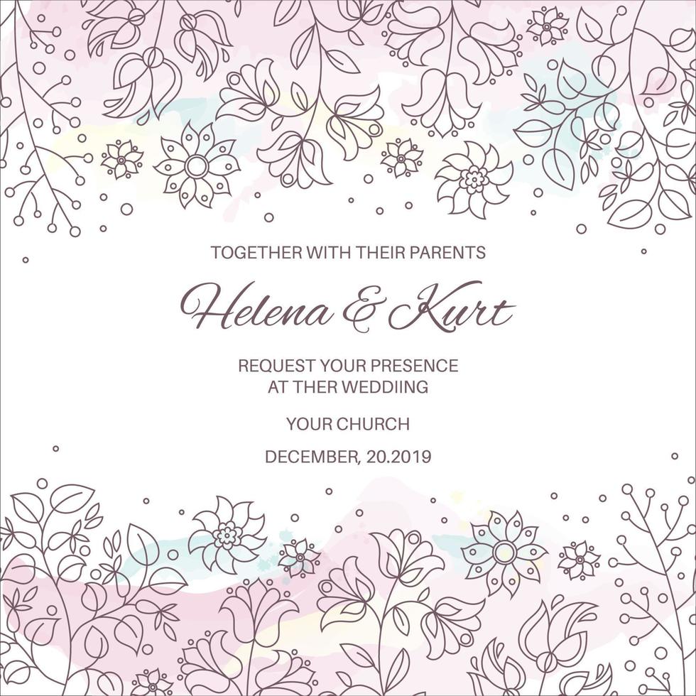 WINTER WEDDING Floral Doodle Ornament Vector Illustration Set