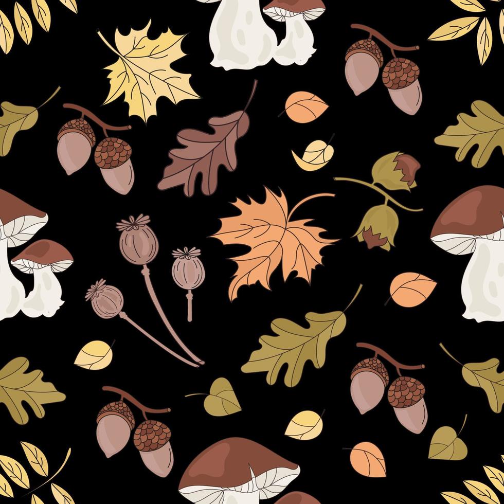 otoño seta naturaleza sin costura modelo vector ilustración