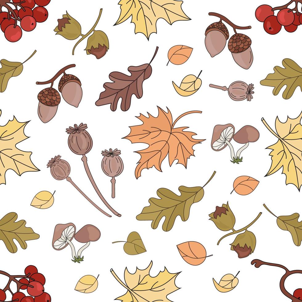 AUTUMN RAWBERRY Nature Seamless Pattern Vector Illustration