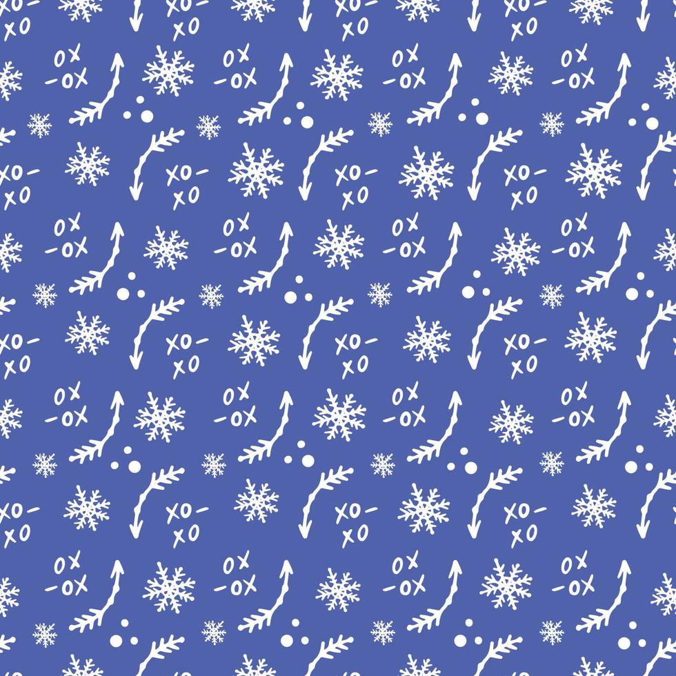 CHRISTMAS PATTERN WITH SNOWFLAKE AND ARROW WHITE ON BLUE vector
