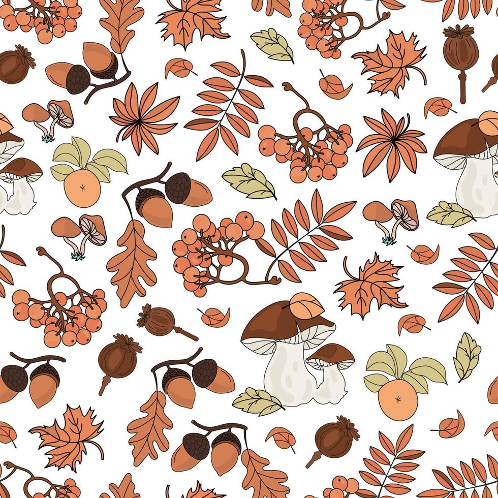 AUTUMN PATTERN Nature Seamless Background Vector Illustration