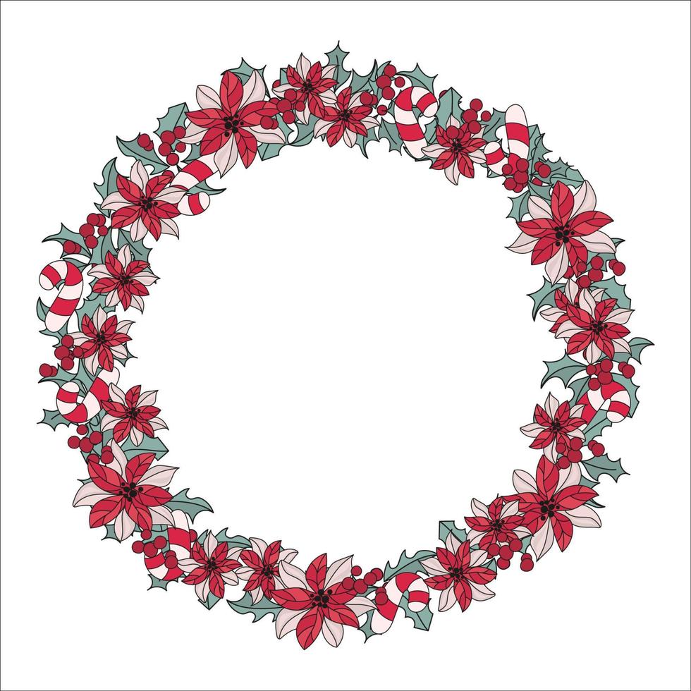 NEW YEAR WREATH Wedding Floral Flower Vector Illustration Set