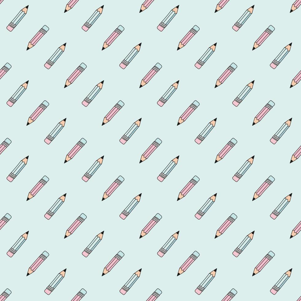 PENCILS Education School Seamless Pattern Vector Illustration