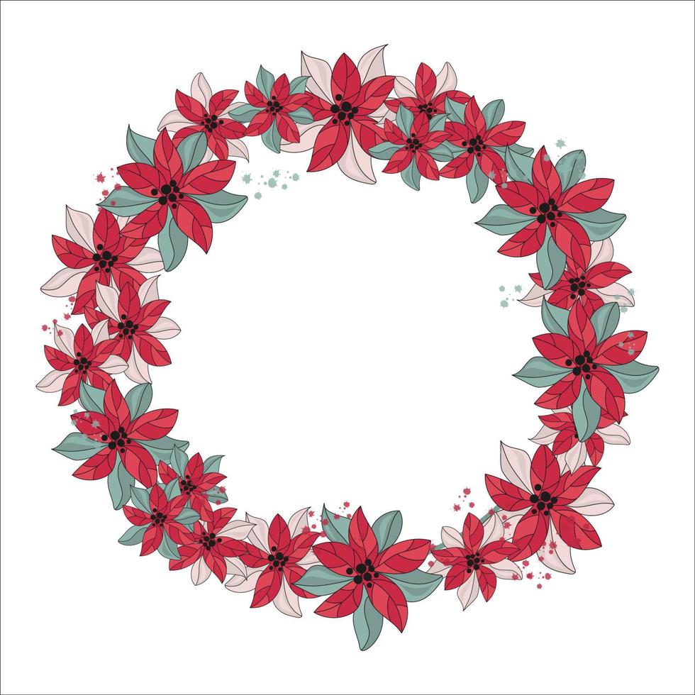 RED WREATH Wedding Floral Decoration Vector Illustration Set