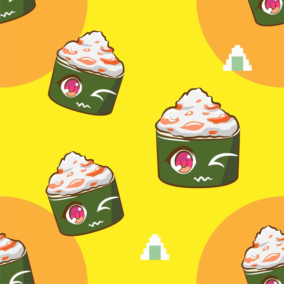 Sushi pattern seamless background vector