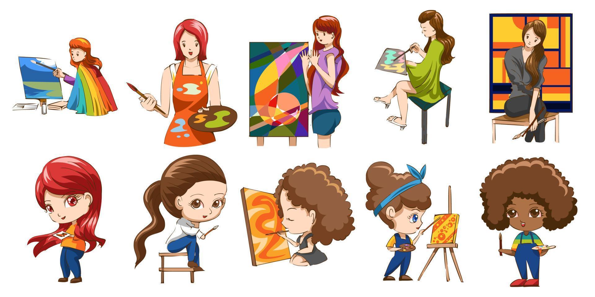 Artist vector set collection graphic clipart design