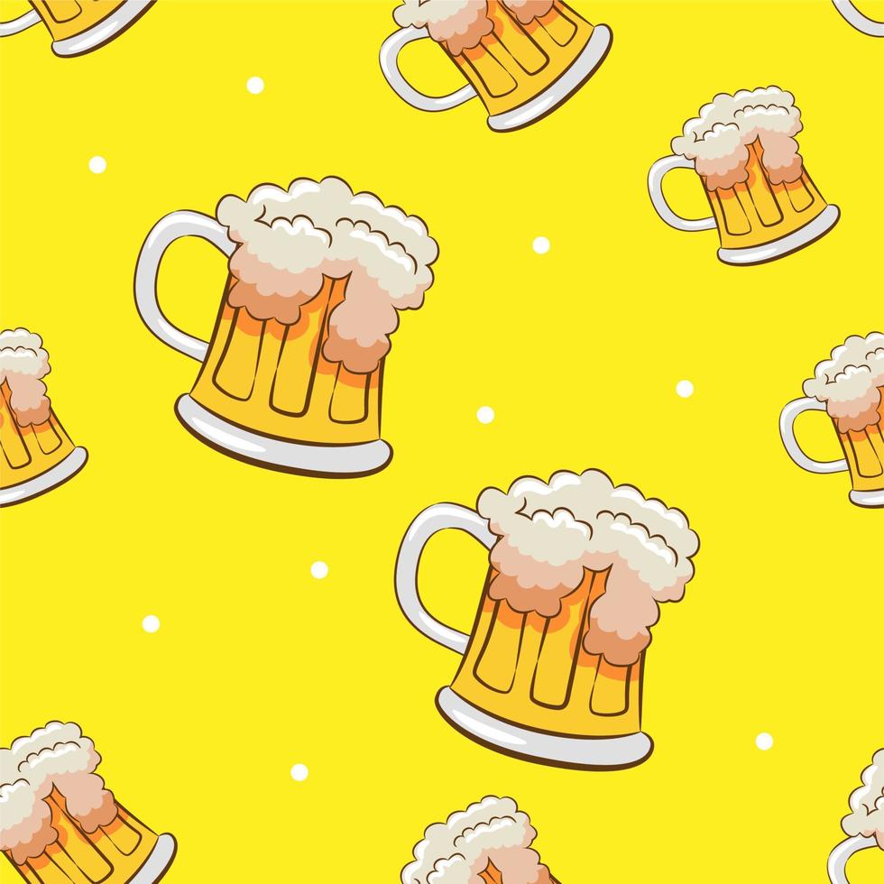 Beer mug pattern seamless background vector