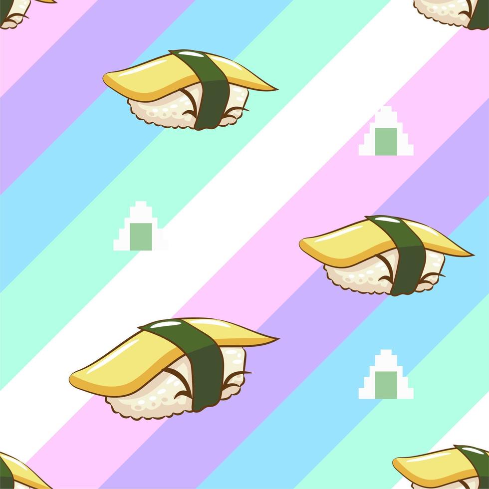 Sushi pattern seamless background vector