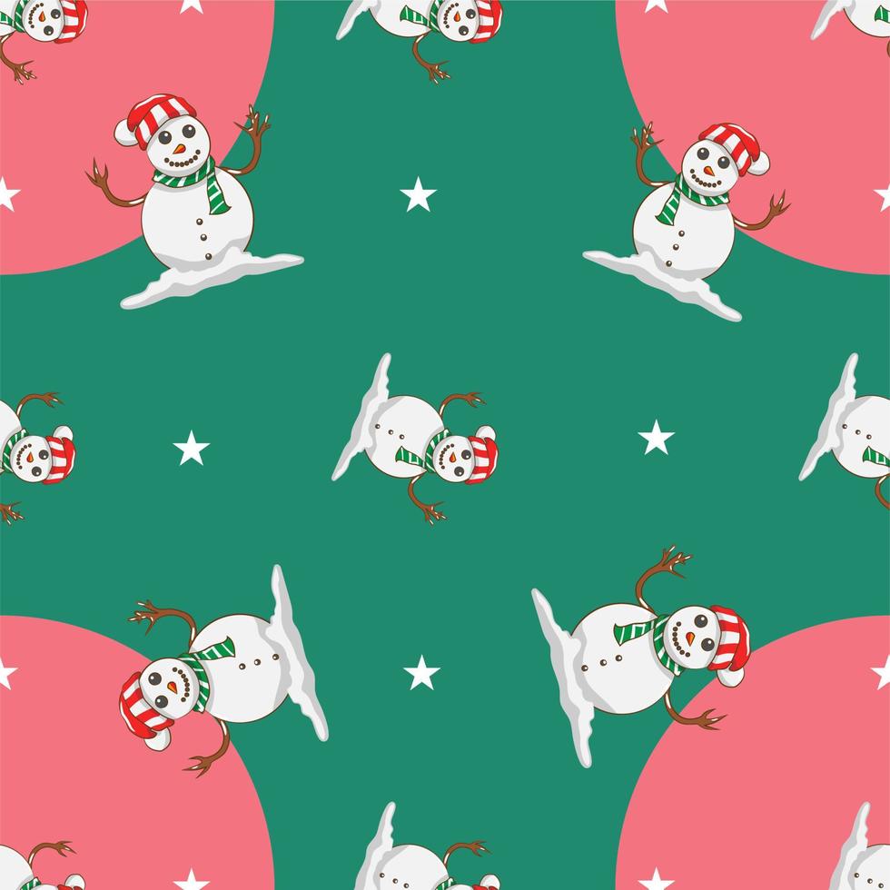 Snowman pattern background seamless vector