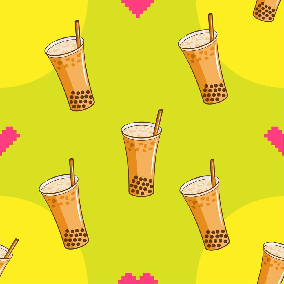 Bubble tea pattern seamless background vector