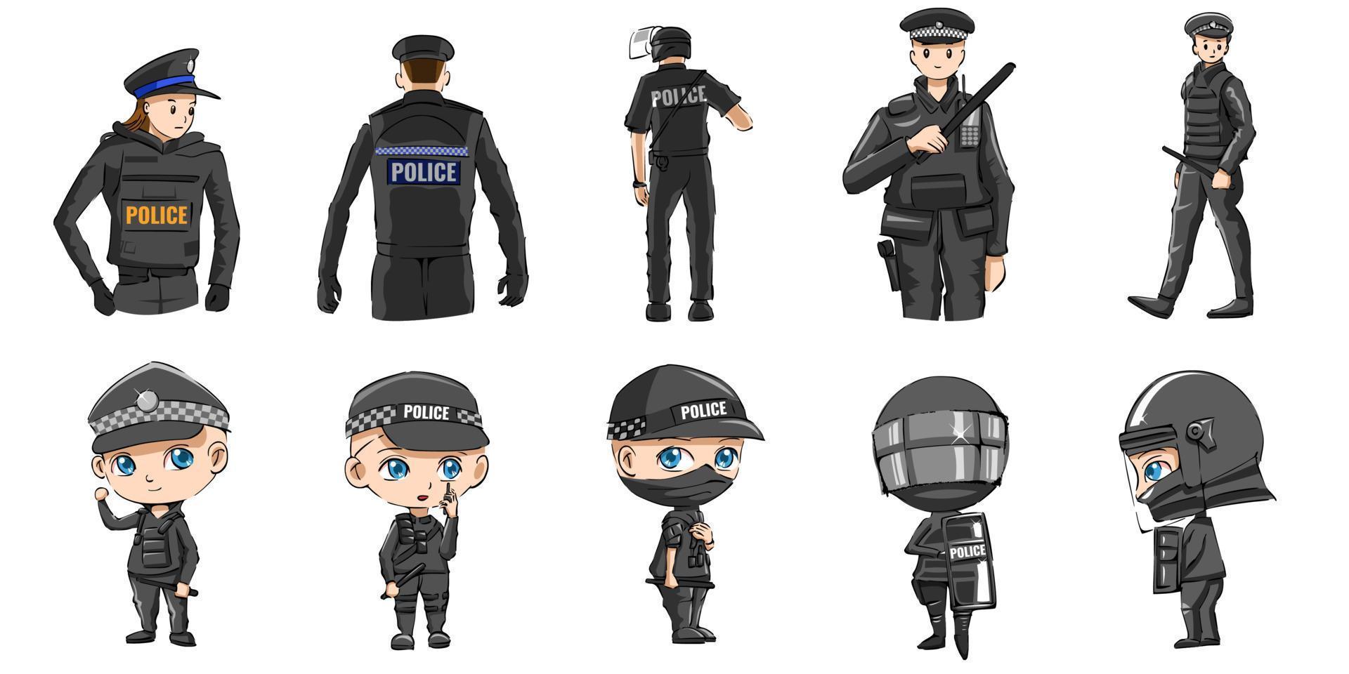 Police vector set collection graphic clipart design