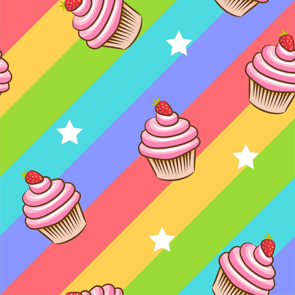 Cupcake pattern seamless background vector