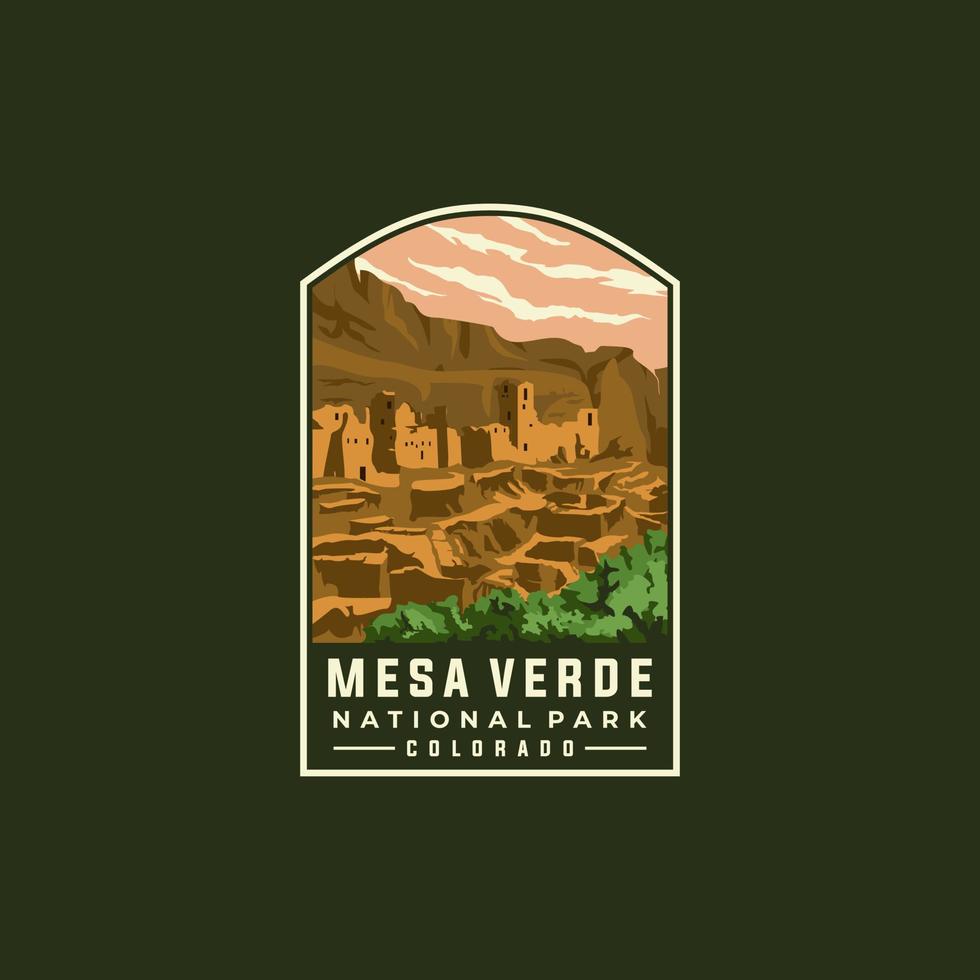 Mesa Verde national park vector template Colorado landmark